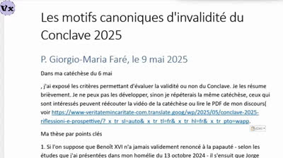 Les raisons canoniques de l'invalidité du conclave 2025 ( Père Giorgio Maria Faré)