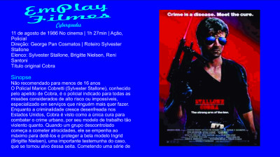 Stallone  Cobra (1986) Ação, Policial